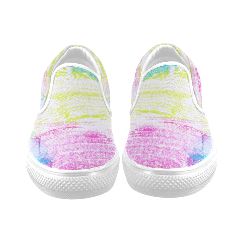 Colorful Women's Unusual Slip-on Canvas Shoes (Model 019)