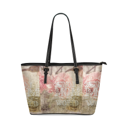 1 Vintage carnations for the best mom Leather Tote Bag/Small (Model 1640)