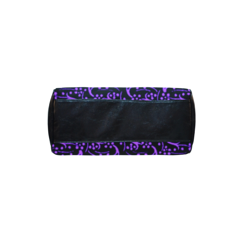 Vintage Swirl Floral Purple Black Boston Handbag (Model 1621)