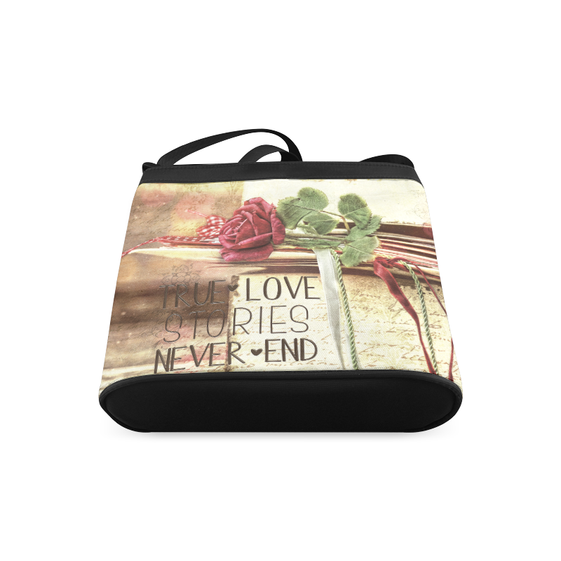 True love stories never end with vintage red rose Crossbody Bags (Model 1613)