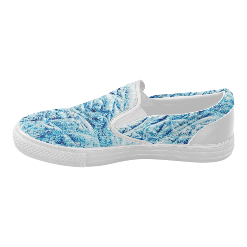 Abstract Blue Women's Slip-on Canvas Shoes (Model 019)