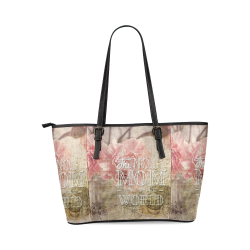 1 Vintage carnations for the best mom Leather Tote Bag/Large (Model 1640)