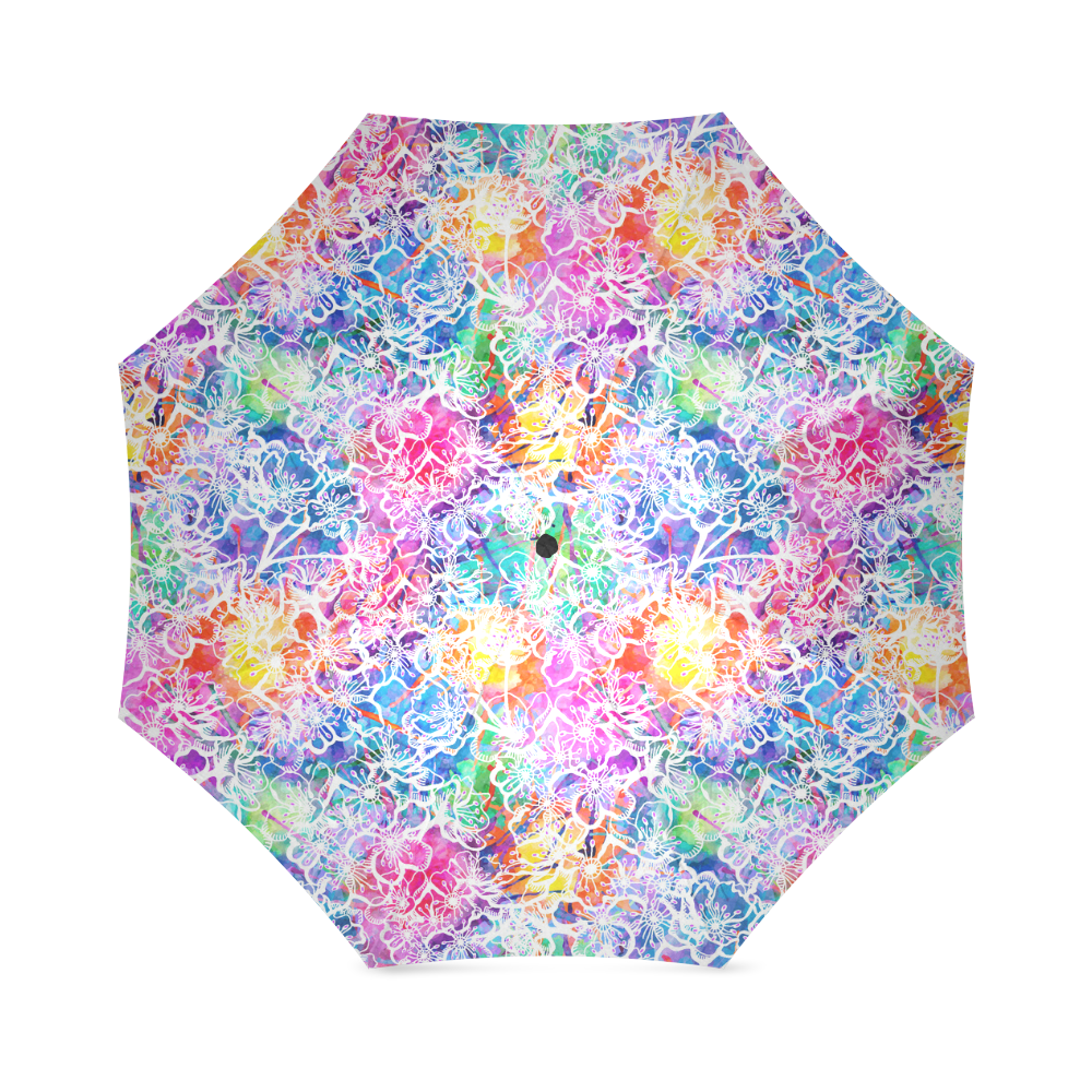 vibrant flower watercolor Foldable Umbrella (Model U01)
