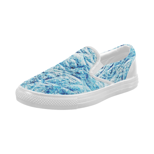 Abstract Blue Women's Slip-on Canvas Shoes (Model 019)