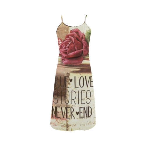 True love stories never end with vintage red rose Alcestis Slip Dress (Model D05)