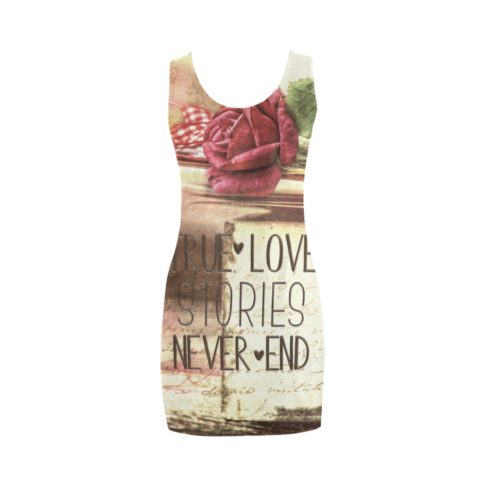 True love stories never end with vintage red rose Medea Vest Dress (Model D06)