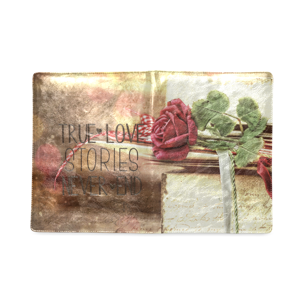 True love stories never end with vintage red rose Custom NoteBook B5