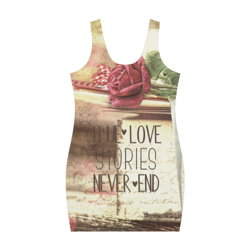 True love stories never end with vintage red rose Medea Vest Dress (Model D06)