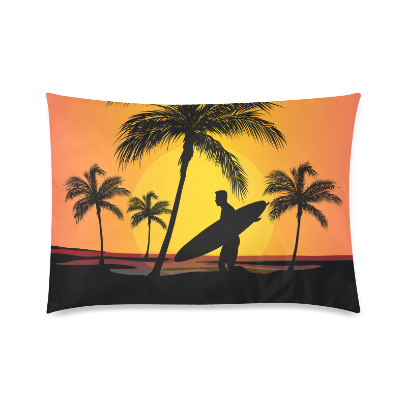 Tropical Surfer at Sunset Custom Zippered Pillow Case 20"x30"(Twin Sides)