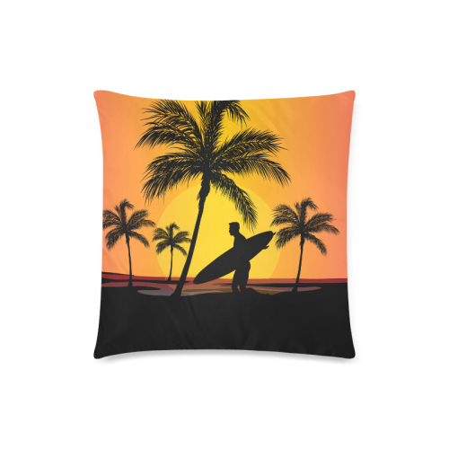 Tropical Surfer at Sunset Custom Zippered Pillow Case 18"x18"(Twin Sides)