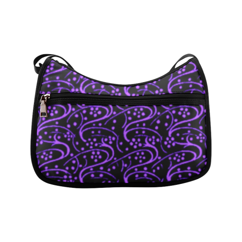 Vintage Swirl Floral Purple Black Crossbody Bags (Model 1616)