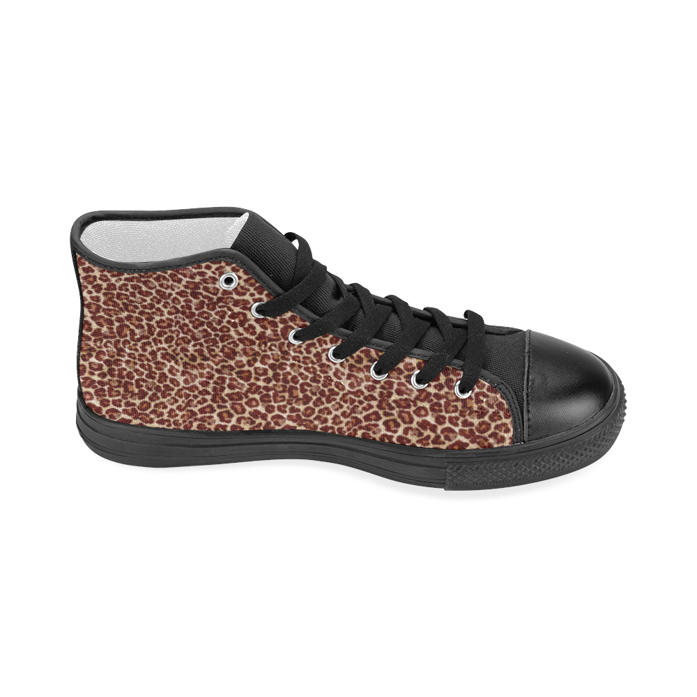 Leopard Women's Classic High Top Canvas Shoes (Model 017)