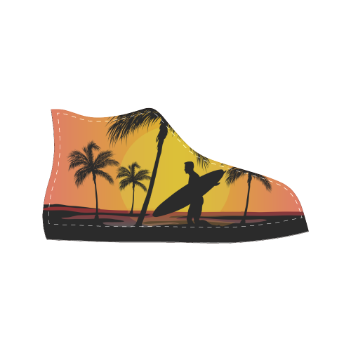 Tropical Surfer at Sunset Men’s Classic High Top Canvas Shoes (Model 017)