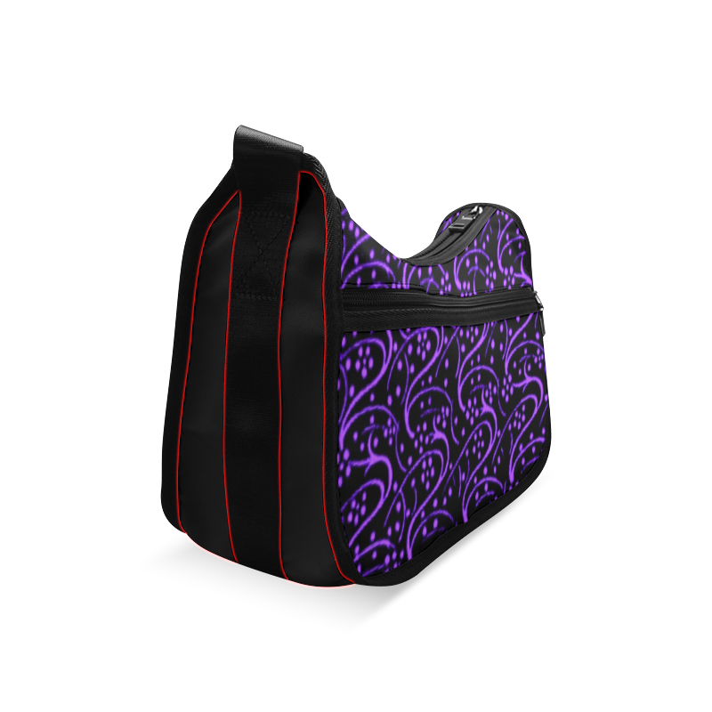 Vintage Swirl Floral Purple Black Crossbody Bags (Model 1616)