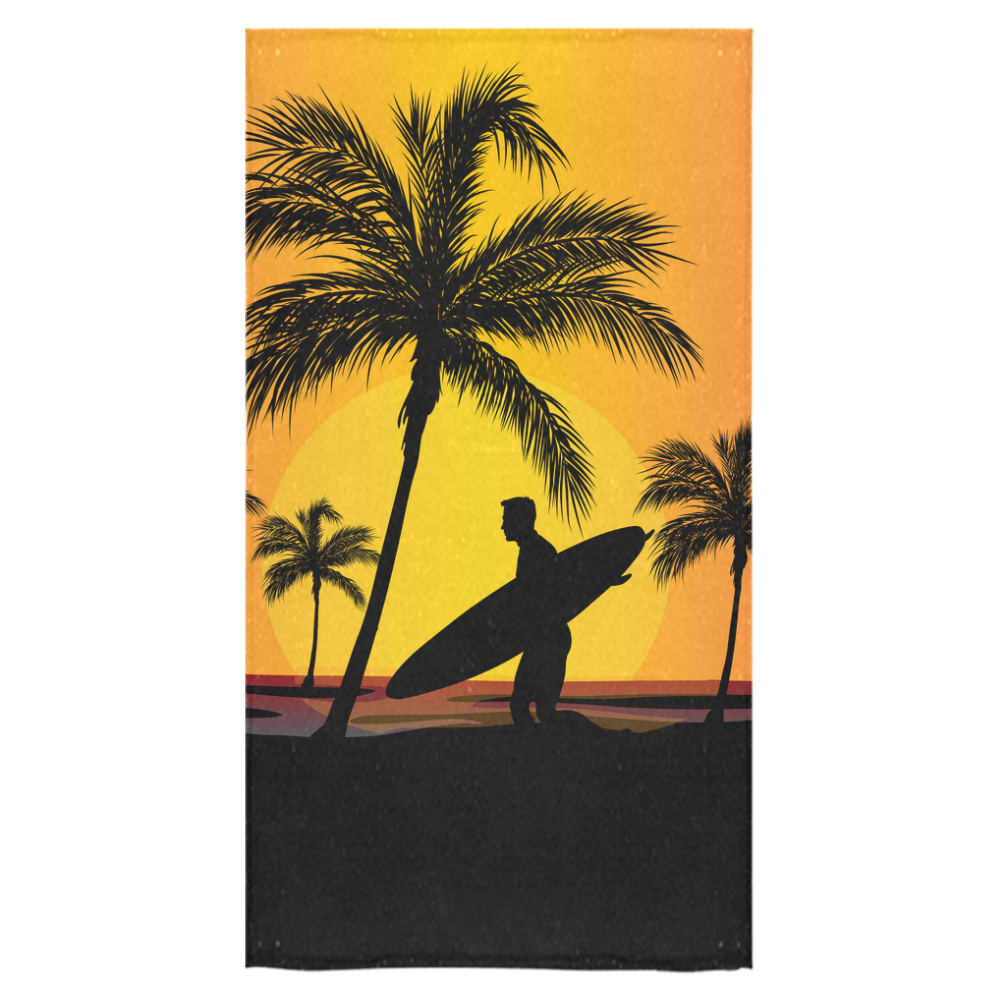 Tropical Surfer at Sunset Bath Towel 30"x56"