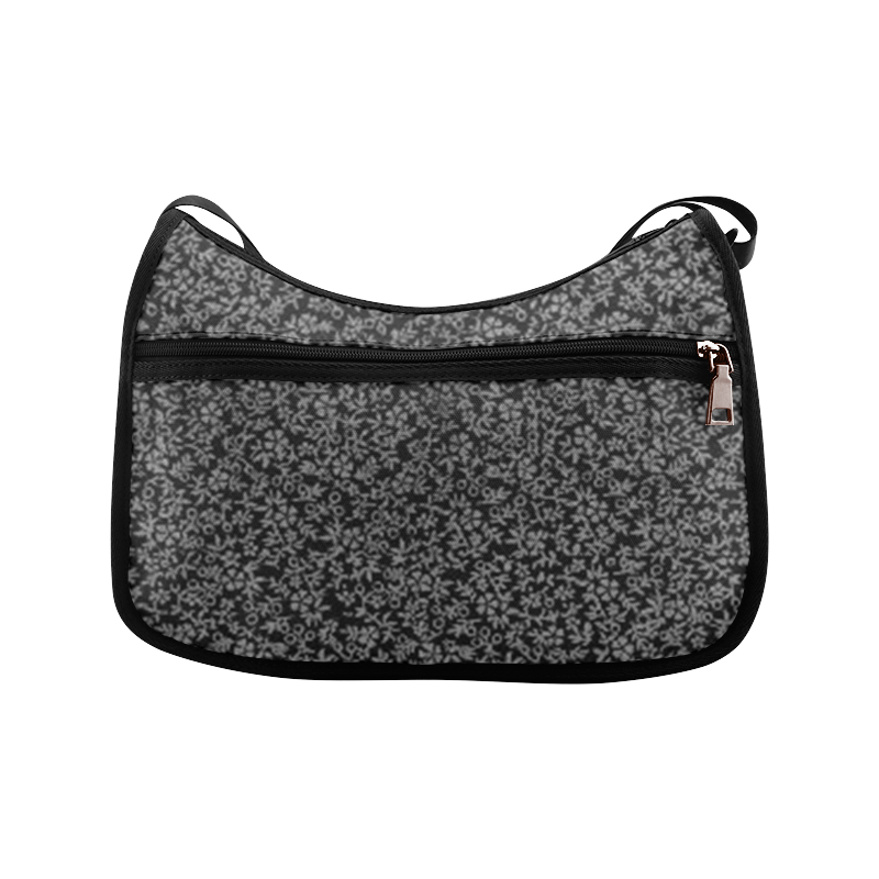 Vintage Floral Charcoal Gray Black Crossbody Bags (Model 1616)