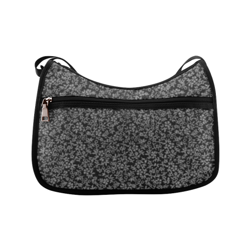 Vintage Floral Charcoal Gray Black Crossbody Bags (Model 1616)