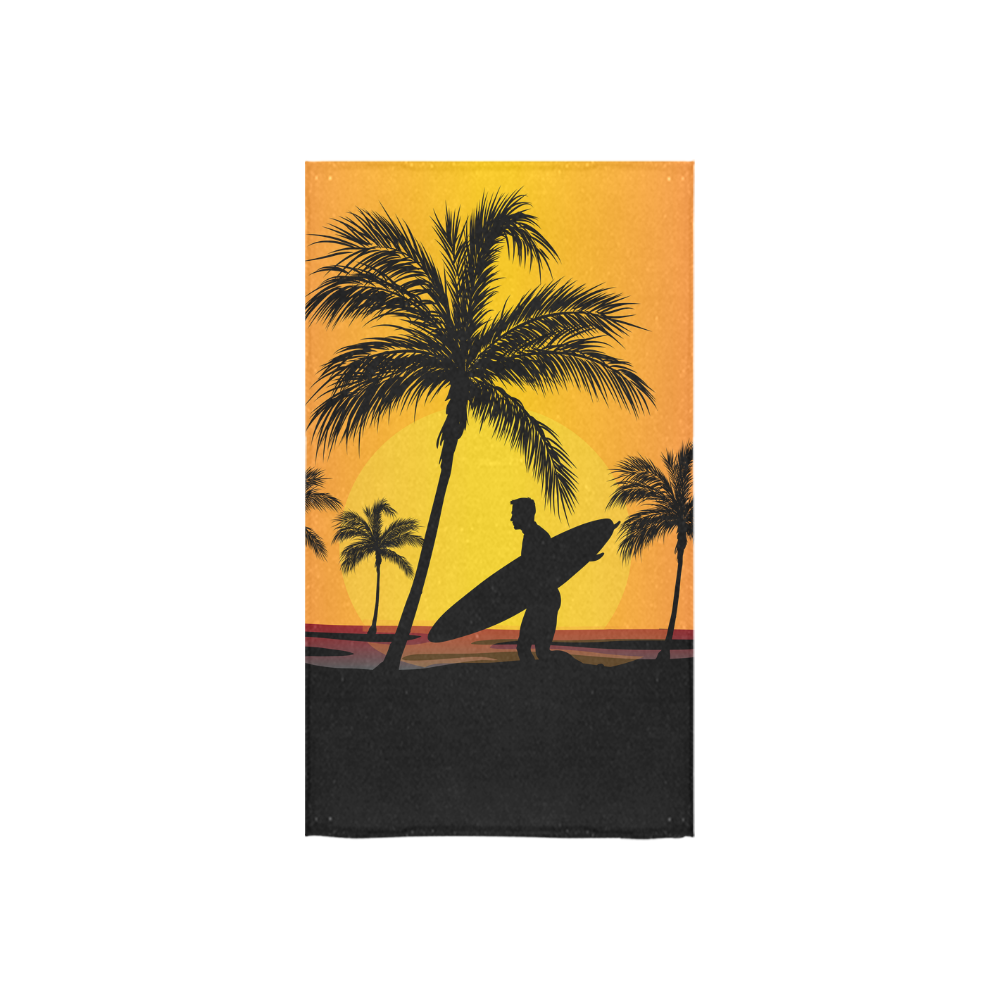 Tropical Surfer at Sunset Custom Towel 16"x28"