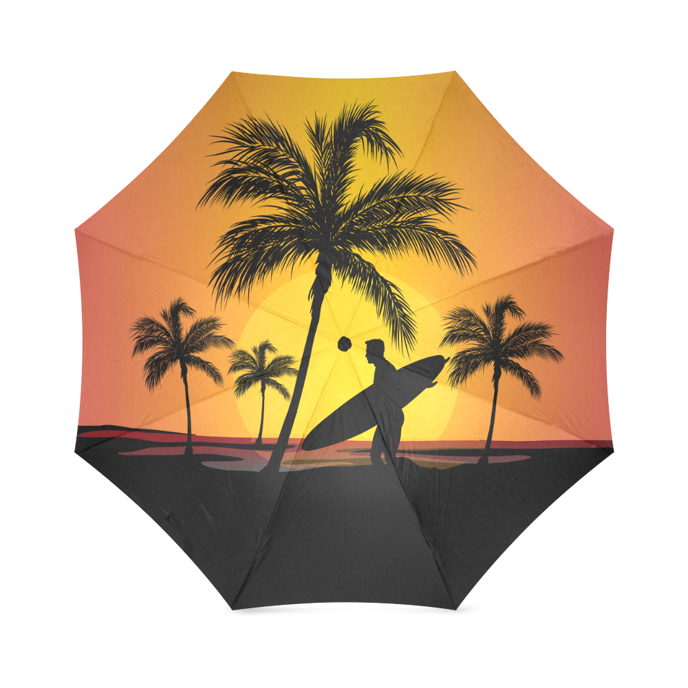Tropical Surfer at Sunset Foldable Umbrella (Model U01)