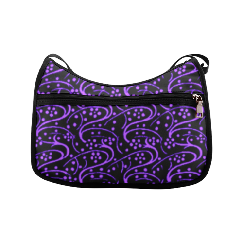 Vintage Swirl Floral Purple Black Crossbody Bags (Model 1616)