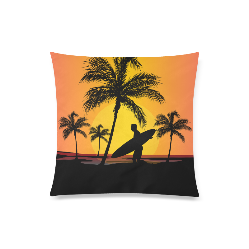 Tropical Surfer at Sunset Custom Zippered Pillow Case 20"x20"(Twin Sides)