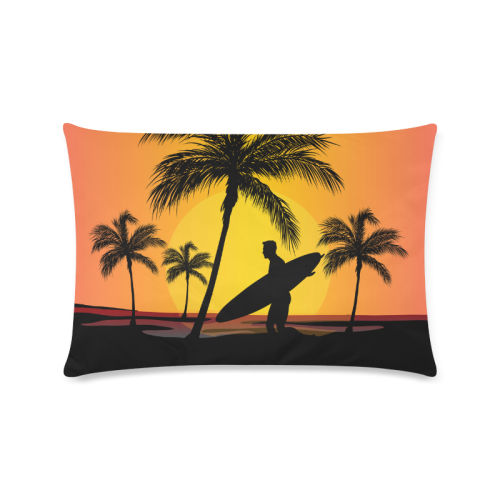 Tropical Surfer at Sunset Custom Zippered Pillow Case 16"x24"(Twin Sides)