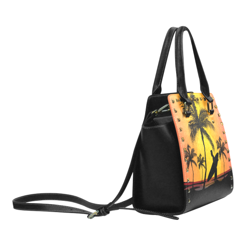 Tropical Surfer at Sunset Rivet Shoulder Handbag (Model 1645)