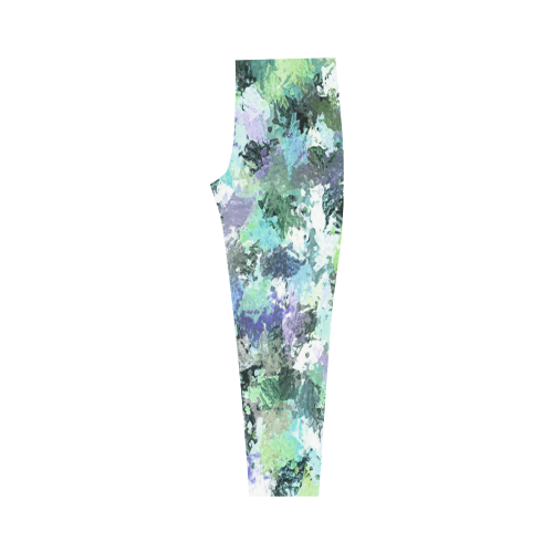 Green Paint Splatter Capri Legging (Model L02)