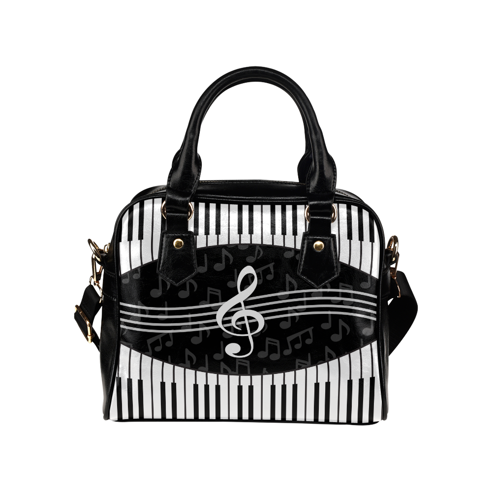 Stylish Music Piano Keys and Treble Clef Shoulder Handbag (Model 1634)