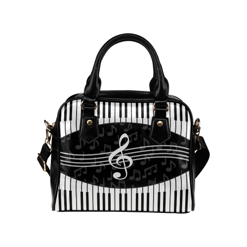 Stylish Music Piano Keys and Treble Clef Shoulder Handbag (Model 1634)