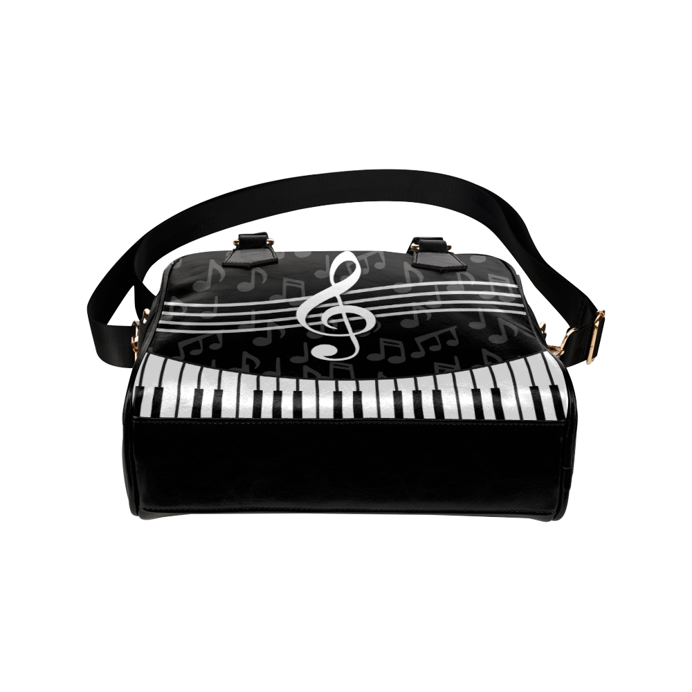 Stylish Music Piano Keys and Treble Clef Shoulder Handbag (Model 1634)