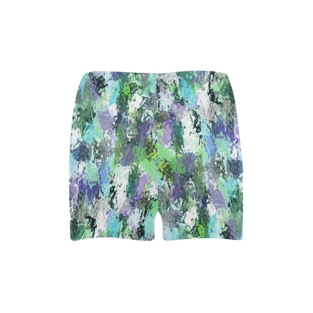 Green Paint Splatter Briseis Skinny Shorts (Model L04)