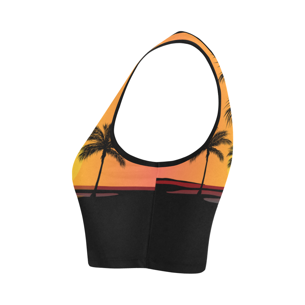 Tropical Surfer At Sunset Women's Crop Top (Model T42)