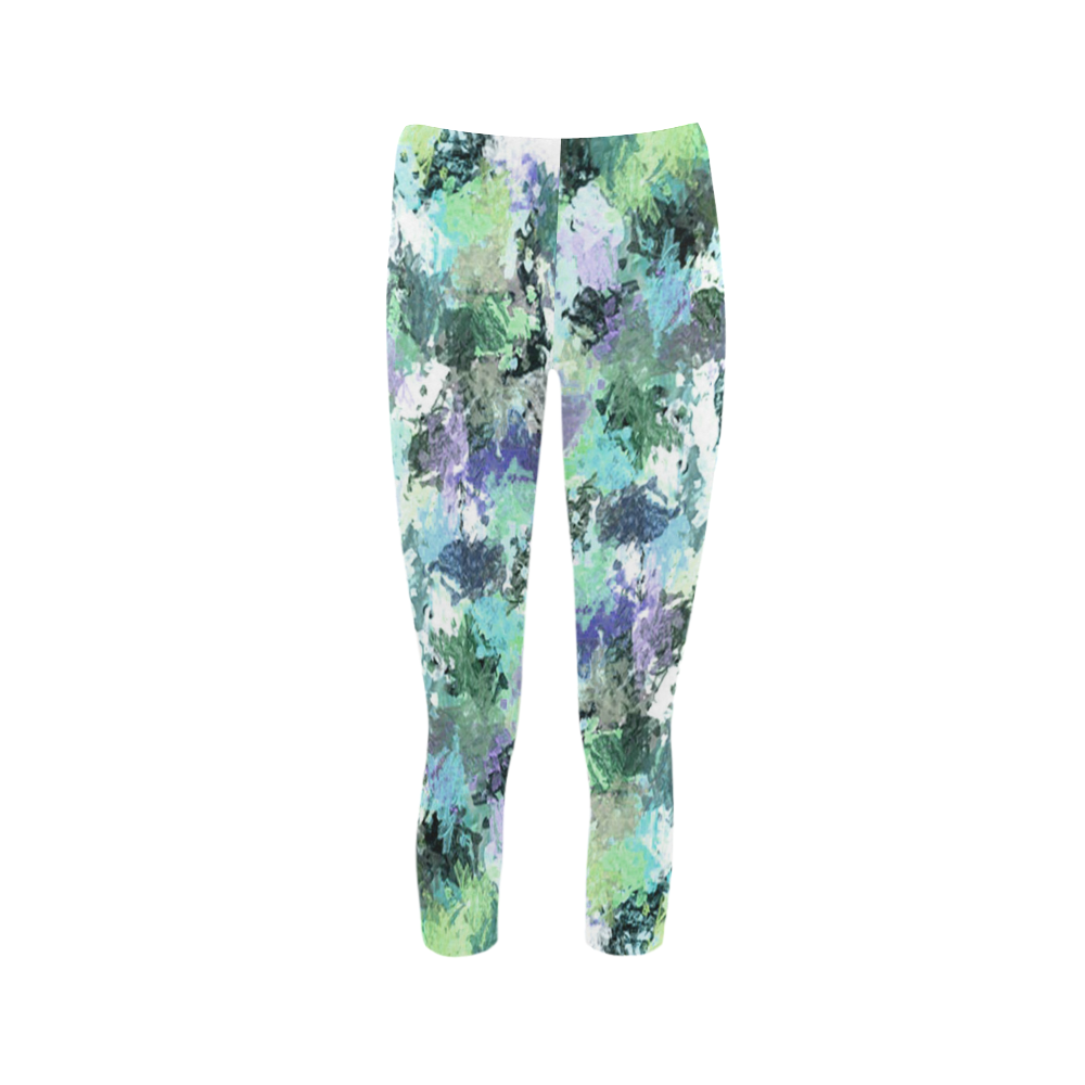 Green Paint Splatter Capri Legging (Model L02)