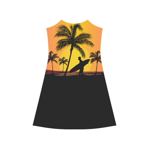 Tropical Surfer at sunset in paradise Alcestis Slip Dress (Model D05)