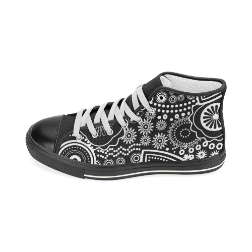 black and white ornament Women's Classic High Top Canvas Shoes (Model 017)