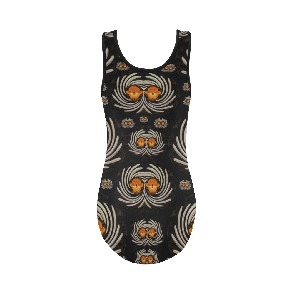 Decorative seeds and orchids Vest One Piece Swimsuit (Model S04)