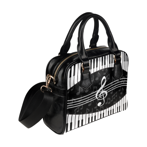 Stylish Music Piano Keys and Treble Clef Shoulder Handbag (Model 1634)