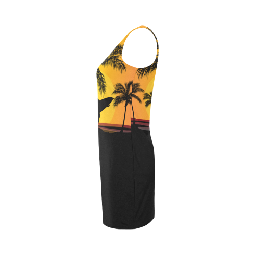 Tropical surfer at sunet in paradise Medea Vest Dress (Model D06)