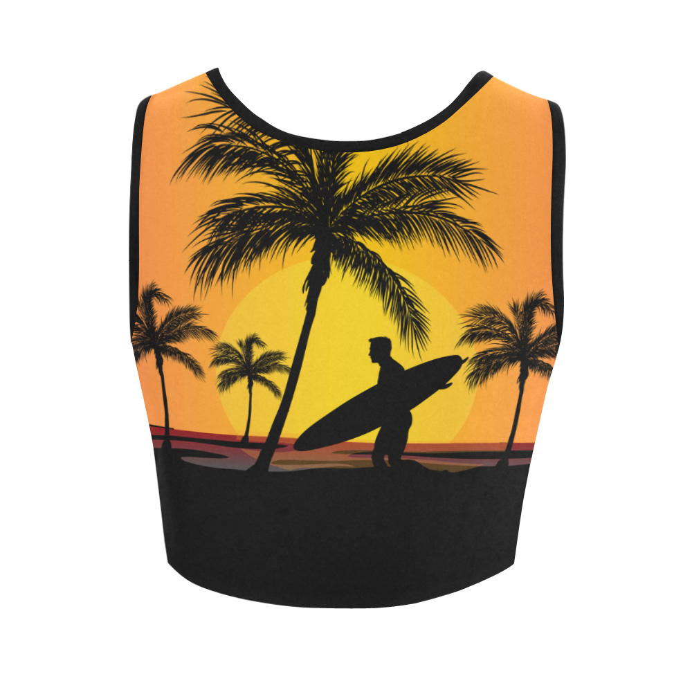 Tropical Surfer At Sunset Women's Crop Top (Model T42)