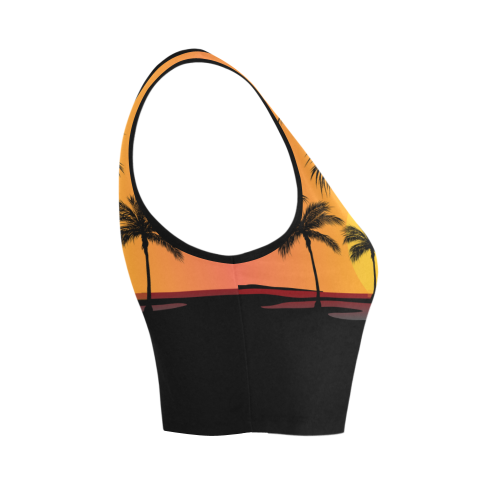 Tropical Surfer At Sunset Women's Crop Top (Model T42)