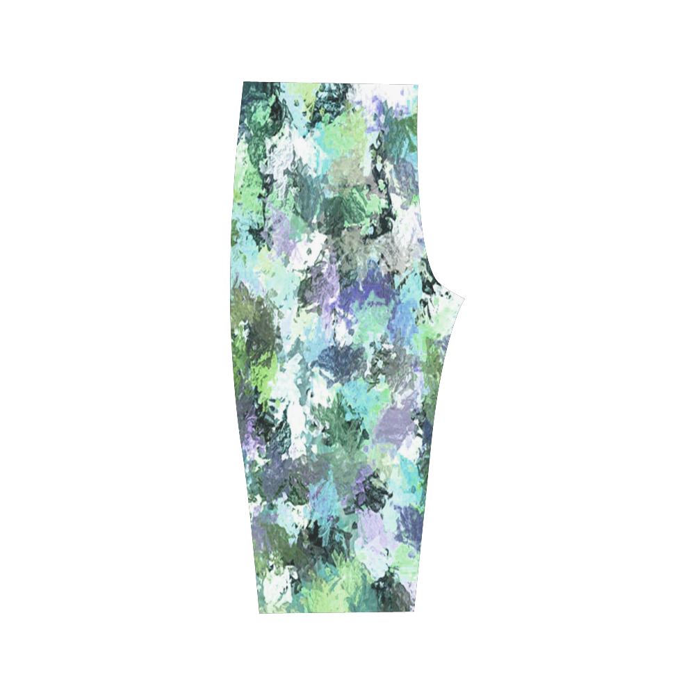 Green Paint Splatter Hestia Cropped Leggings (Model L03)