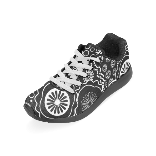 black and white ornament Women’s Running Shoes (Model 020)