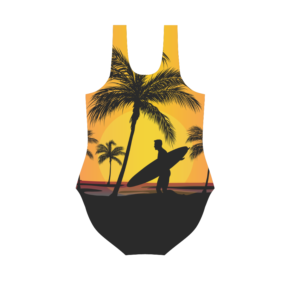 Surfing at Sunset Vest One Piece Swimsuit (Model S04)