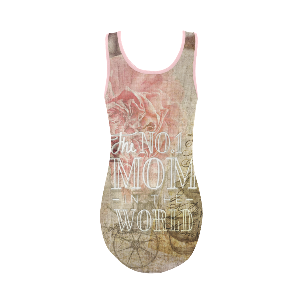 Vintage carnations for the best mom Vest One Piece Swimsuit (Model S04)