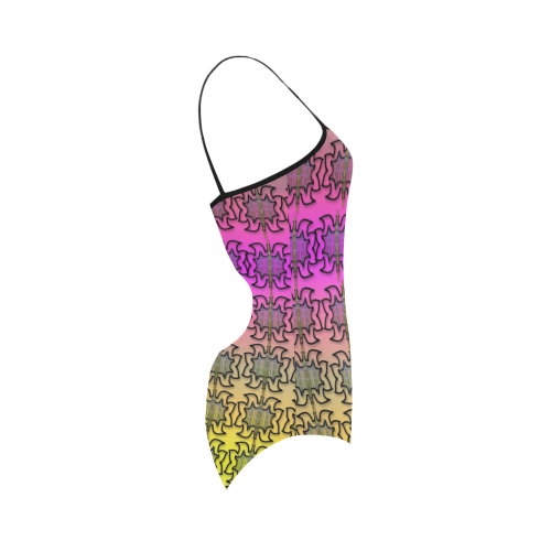 Butterflyes and decorative flowers reach the sky Strap Swimsuit ( Model S05)
