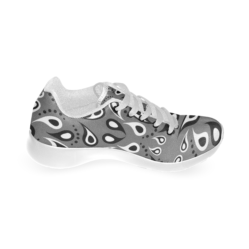 Black And White Paisley Women’s Running Shoes (Model 020)