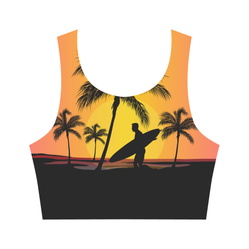 Tropical Surfer At Sunset Women's Crop Top (Model T42)