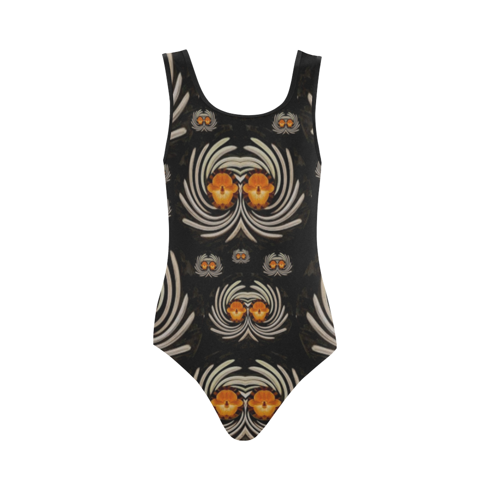 Decorative seeds and orchids Vest One Piece Swimsuit (Model S04)