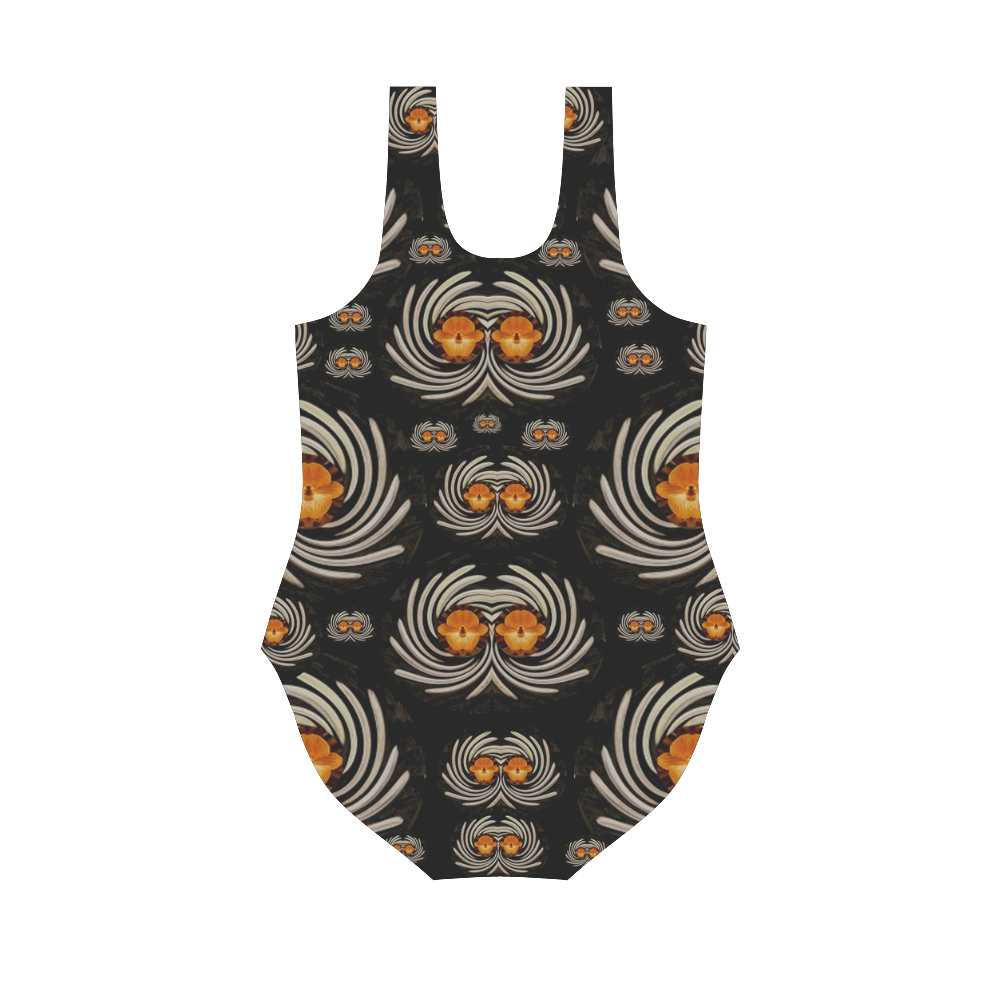 Decorative seeds and orchids Vest One Piece Swimsuit (Model S04)